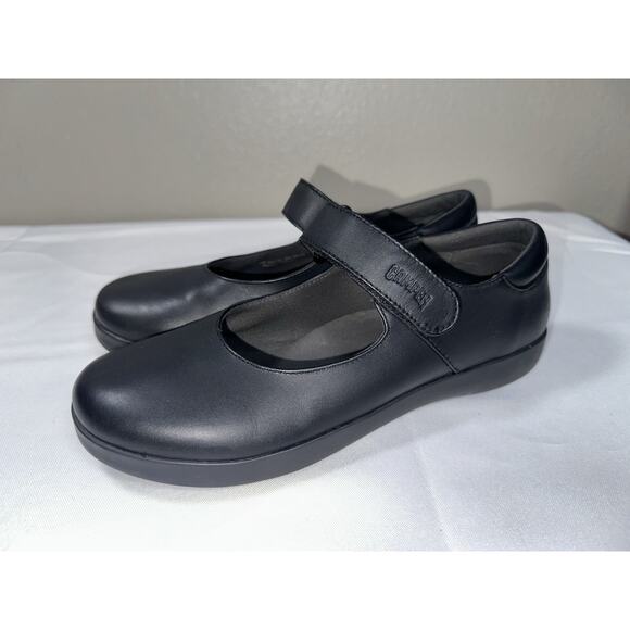 Camper Black Leather Mary Jane Janes Shoes Flat Hook & Loop Size EUR 38 / US 7.5 - Picture 1 of 12